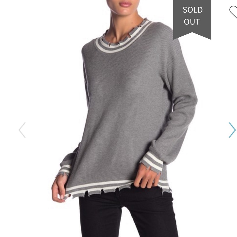 Honey punch distressed grey sweater